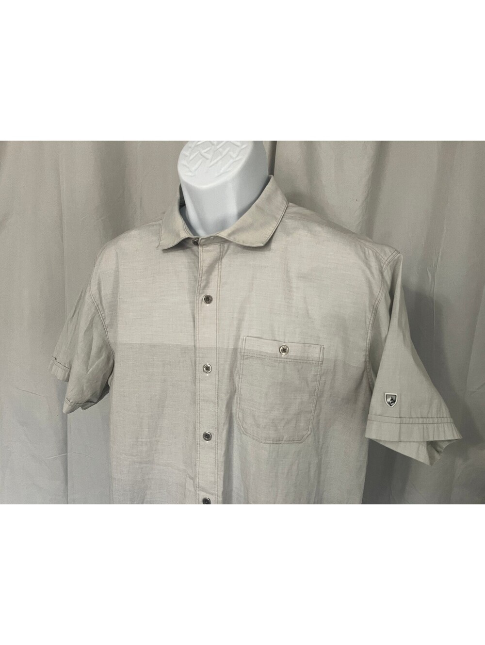 Kuhl Men's Gray on Gray Two Toned Short Sleeve Shirt Large L EUC